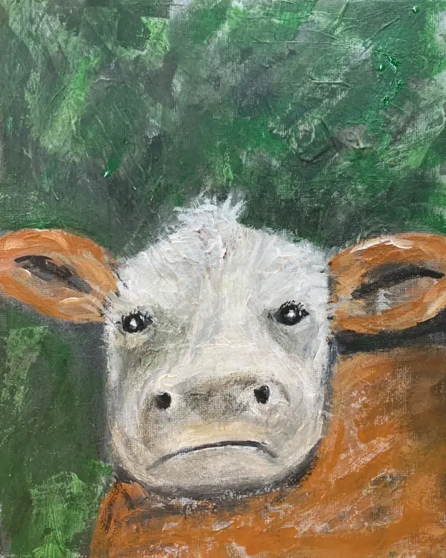 Baby Cow, original artwork by Fort Walton Beach Artist, Laurette Turner.